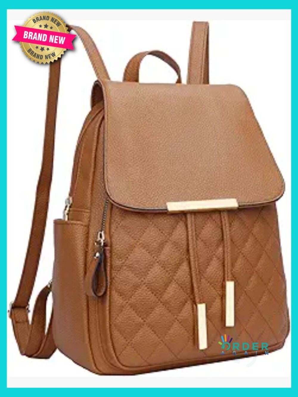 Quilted Trendy Leather Backpack Purse Women Travel Daypack Shoulder Bag